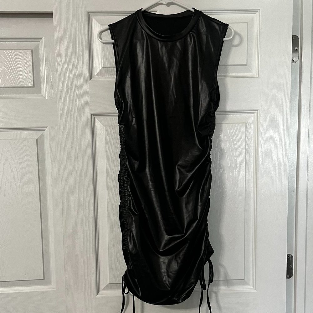 Black Faux Leather Dress